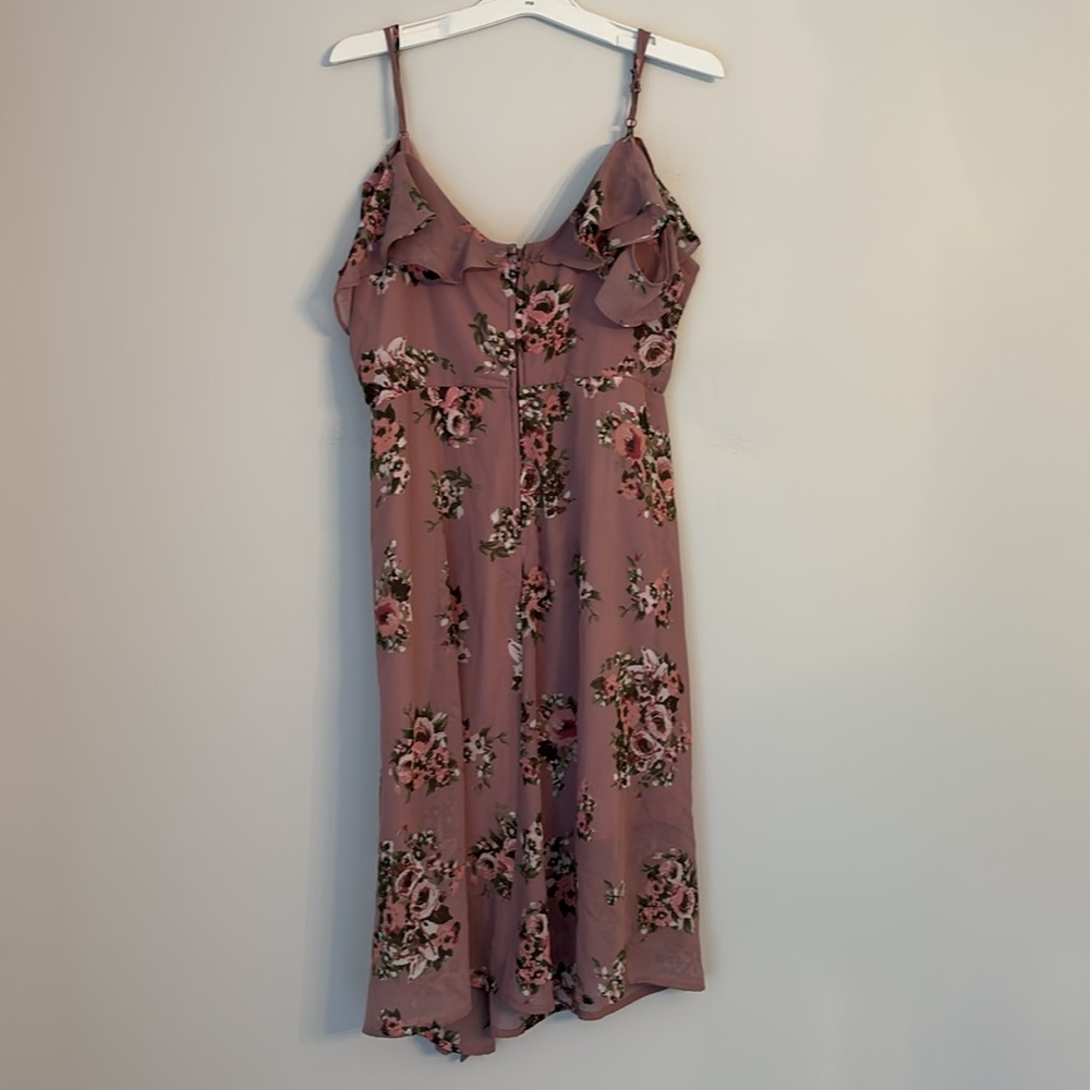 Charlotte Russe Mauve Floral Flowy Midi Dress Off the Shoulder Size Medium - Picture 7 of 7